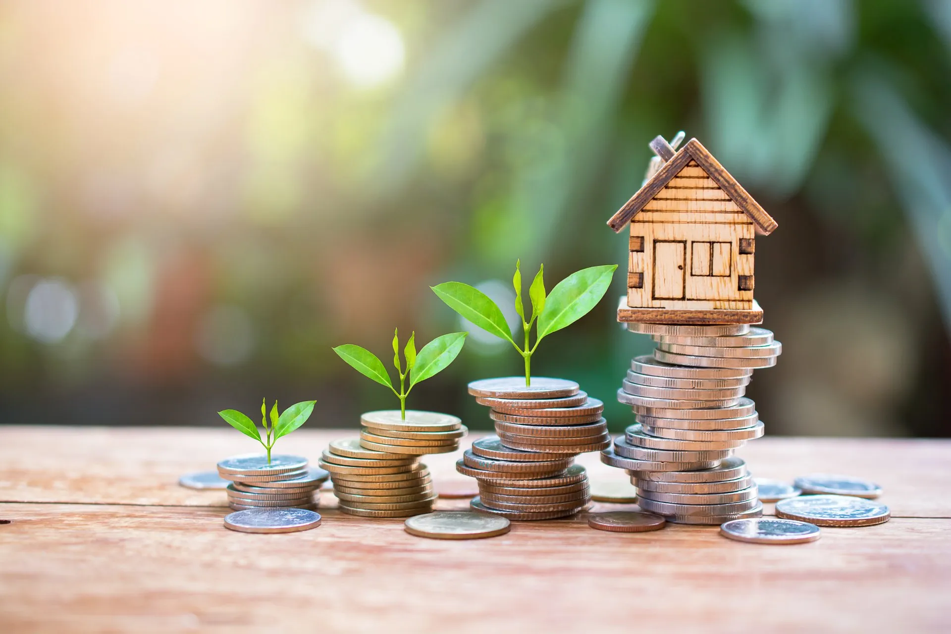 small, Tiny house on the coins