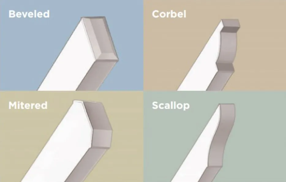 Beveled, Corbel, Mitered, and Scallop