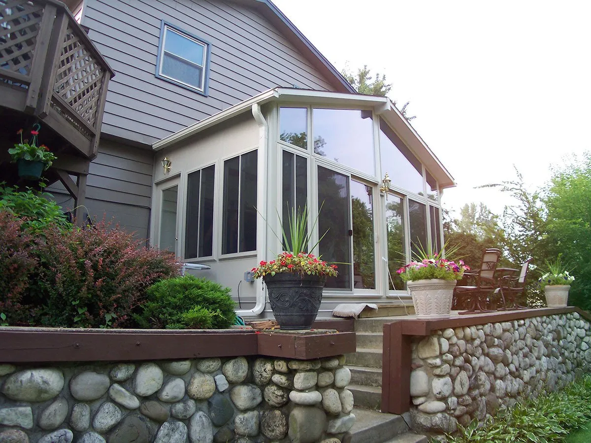 Beautiful house surrounded by plants